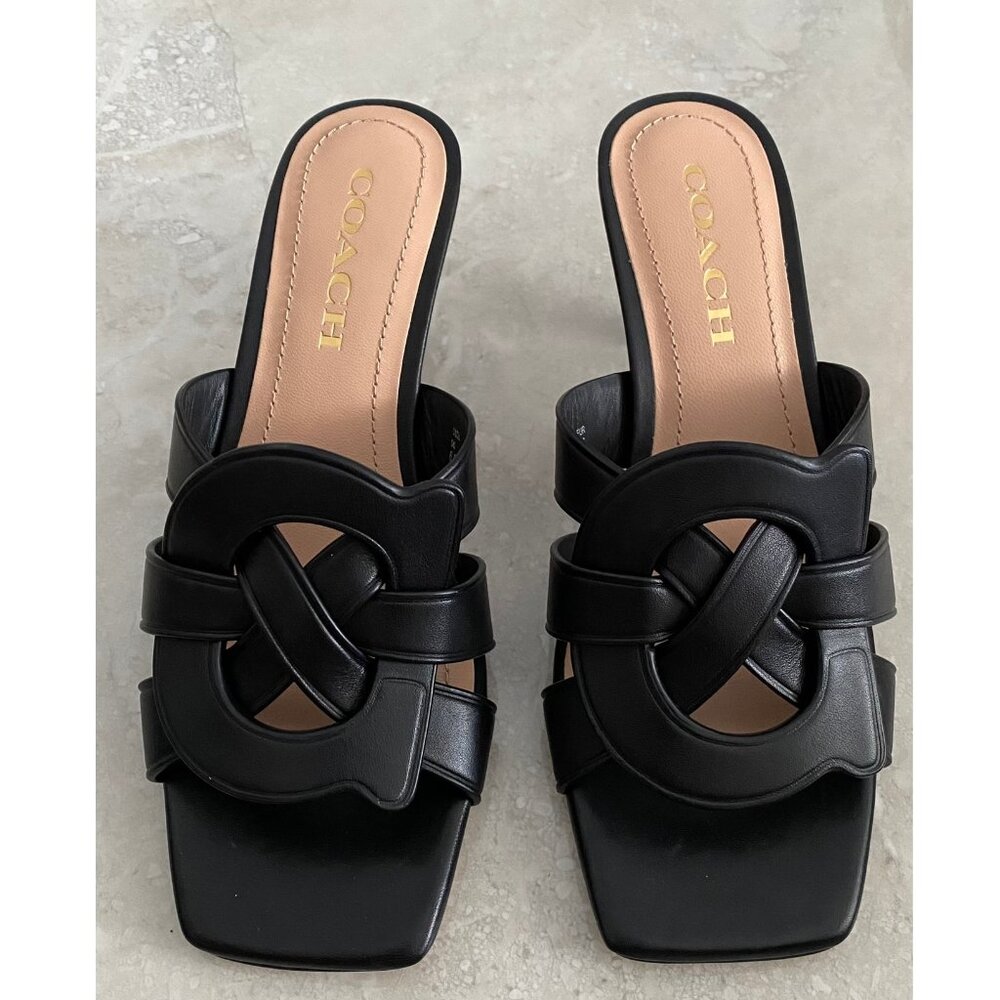 COACH Tillie Black Leather Sandals Strappy Heels NEW IN BOX! Sz 6.5 - Picture 2 of 9